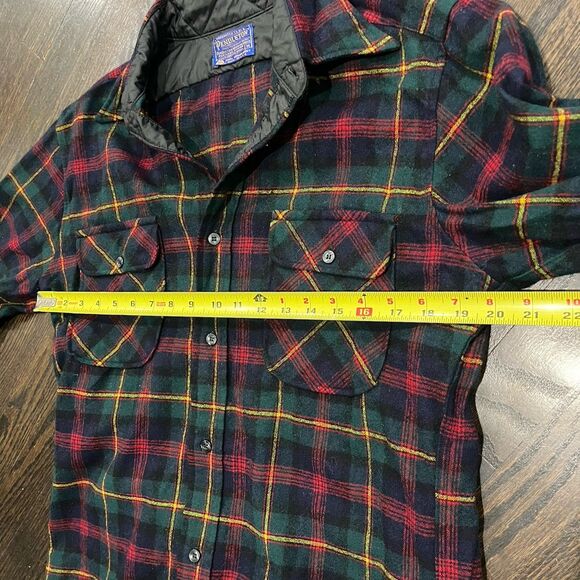 Pendleton Virgin Wool Button Up Men’s Medium Tartan Plaid Shirt Board 70s 80s - Picture 9 of 9